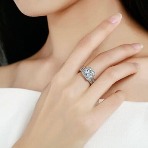 Be 8 Classic Square Shape AAA CZ Rings for Women White Glod Plated Fashion Jewelry Wedding Party Gift anillos R136