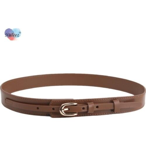Nuleez Brand Belts Women 3 CM Wide Genuine Cowhide Skin Gold Buckle Vintage Classical Handmade Luxury Accessorry City Ladies New
