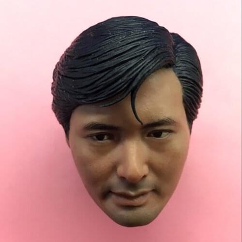 1/6 Scale Chow Yun Fat Head Carving Heroic Color Pony Head Sculpt Male Version Model Short Hair Headplay for 12" Action Figure
