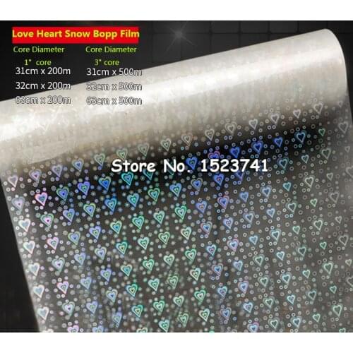 1 Roll 1" (25.4mm) core Laser love heart Laminating Film 12.5"X656' (0.32x200M) Hot Thermal Laminating Film Bopp Glue-based