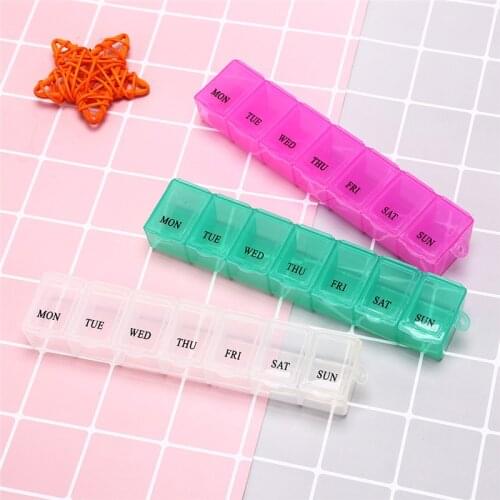 1Pc 7 Days Pill Medicine Box Weekly Tablet Holder Storage Organizer Container Case Pill Box Splitters 3 Colors
