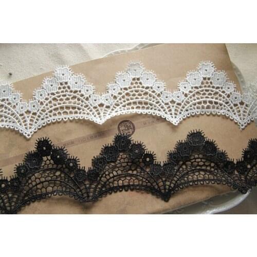 10 yard 6cm 2.36" wide ivory/black water soluble lace trim ribbon ML25L52