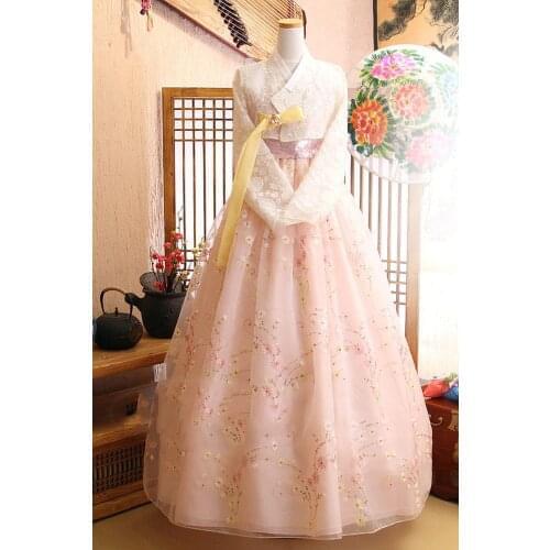 2020 Popular Women Hanbok Dress Korean Traditioanl Bride Wedding Fushion Lace Skirt Gfit