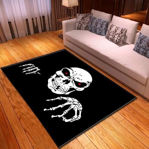 3D skull living room rug floor mat bedroom dining room carpet personality black rugs parlor soft tapete home Decorative
