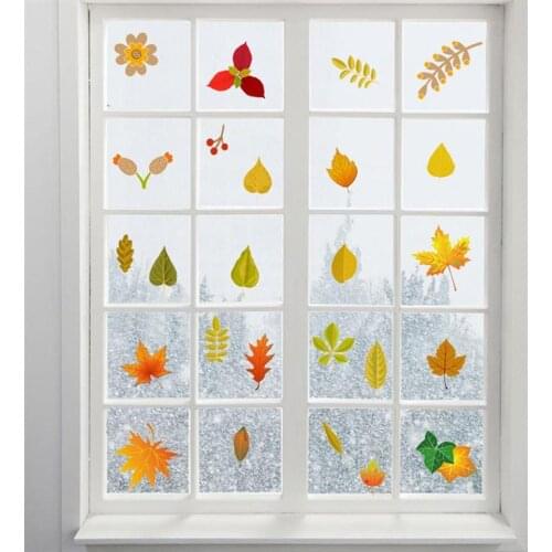 4ppcs DIY Window Wall Sticker Autumn Maple Leaf Decals PVC Glass Sticker For Thanksgiving DayS Door Window Halloween Decoration