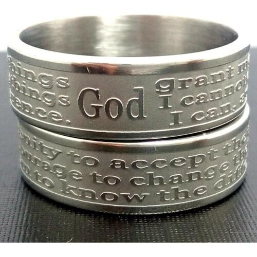 50pcs Engrave English Serenity Prayer Wedding party Rings Mens Womens Jesus Religious Fashion Jewelry Gift Wholesale