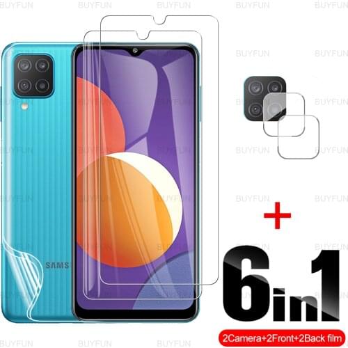 For Samsung Galaxy M12 6in1 HD Front Tempered Glass Back Hydrogel Film for samsung M32 M42 5G M62 M31 M21 M11 M51 camera film