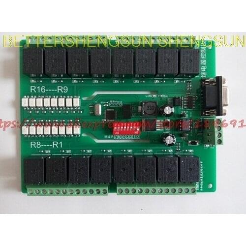 Free shipping 16 serial bus relay control panel of MODBUS 485 interface module