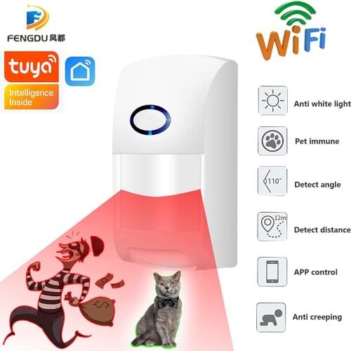 Smart Motion Sensor WiFi Wireless Security Alarm with Free Notification Tuya APP Control Home Security PIR Motion Detector