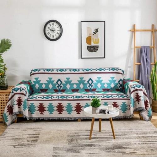 Bohemian Knitted Thread Throw Blanket Geometric Towel Tapestry Bedspread Decorative Piano Sofa Dustproof Cover Travel Blankets