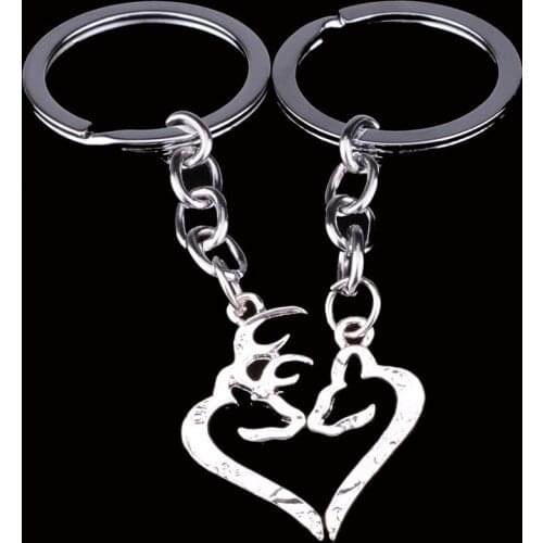 2PC/Set Kissing Deer Keychain jewelry Gifts For Lovers Couples Keyring Animal Charm Friends Key Chain Accessories Pendant Keyfob