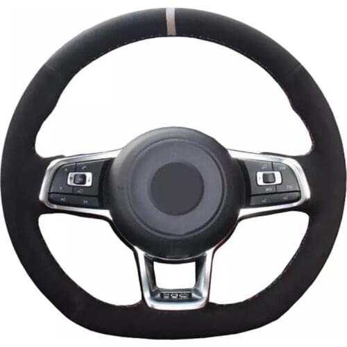 Car Steering Wheel Covers Hand-Stitched Soft Black Suede For Volkswagen Golf 7 GTI Golf R MK7 Polo Scirocco 2015 2016