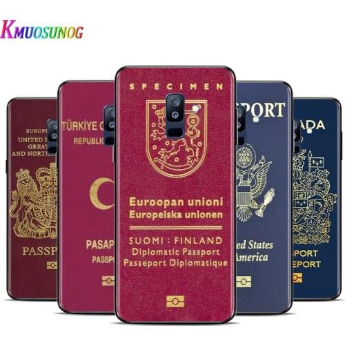 Fashion World Travel Passport For Samsung Galaxy A3 A5 A6 A7 A8 A9 A6S A8S A9S Star Plus 2016 2017 2018 Black TPU Phone Case