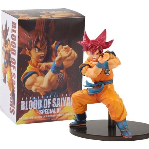 18cm Dragon Ball Z GT DBZ Anime Super Saiyan Son Goku Red Hair Squat Down PVC Action Figure Model Toy Doll Kids Gift Brinquedos