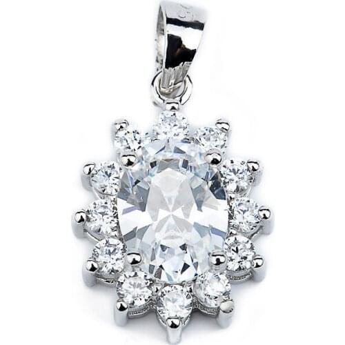 GND0747-B 925 Sterling Silver Lovely Sweet Beauty White Crystal Luxury Necklaces Pendants , Jewelry Gift For Women