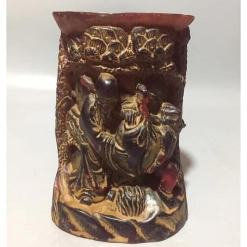 Collection Handmade Amber Longevity Star Staue Health And Longevity Senior Gift Pen Container Penholder Fengshui Decoration