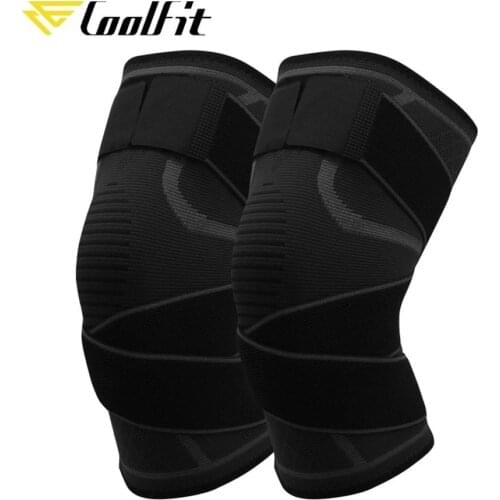 CoolFit 1 Pair Knee Brace Compression Sleeve with Strap for Best Support & Pain Relief for Meniscus Tear, Arthritis, Basketball