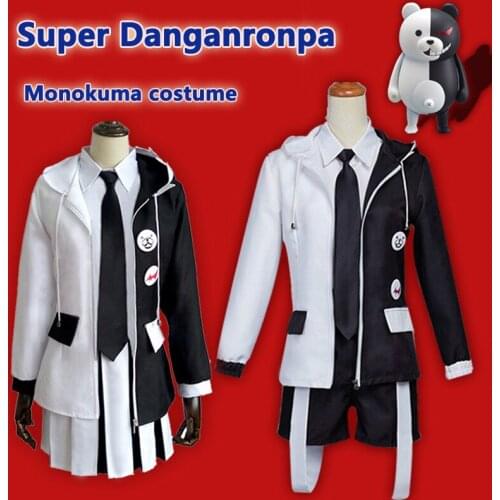 Anime Super Danganronpa Cosplay Monokuma costume uniform for women men Skirt shirt tie Badge suit Halloween carnival