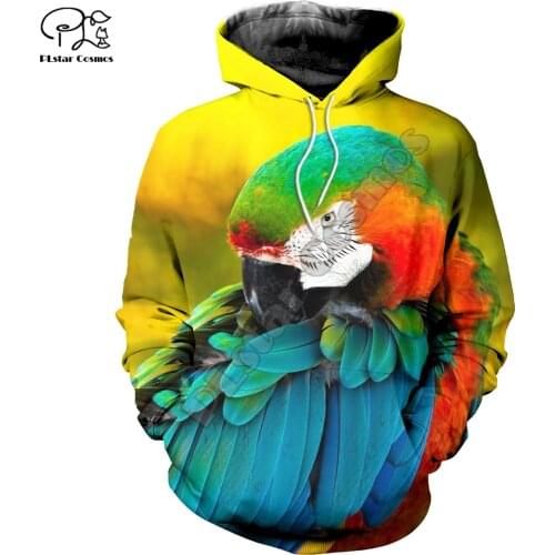 PLstar Cosmos Colorful Parrot 3D Printed Hoodies Casual Men/Women Zipper Hooded Funny Animal Unisex Brand Streetwear Apparel P11