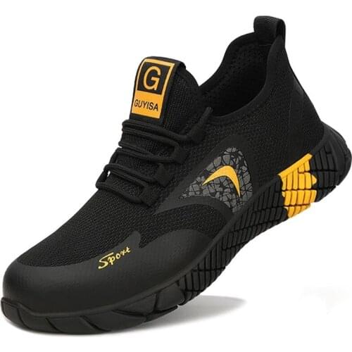 Summer work boots mens light steel toe safety shoes breathable hiking sports shoes mens construction shoes