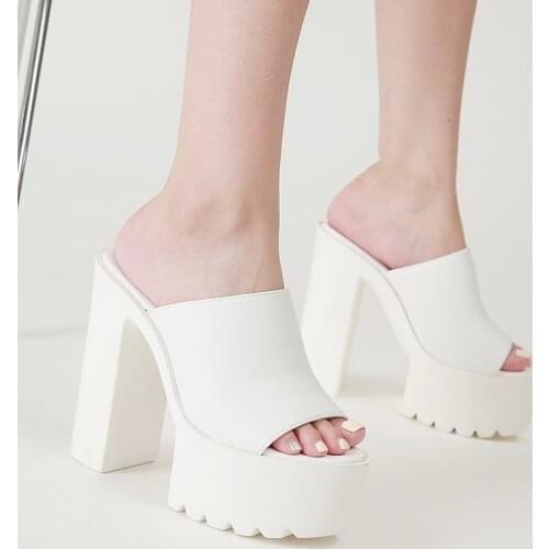 Summer shoes High Heels Mules Slides Peep Toe Female Modern Footwear Party shoes Fashion Womens Shoes Women Slippers Sandals