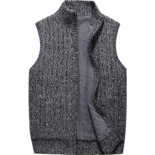 New arrival Men Loose Sweaters Knitted Plushed Thickened Coat Mandarin Collar Male Vest size M L XL 2XL 3XL