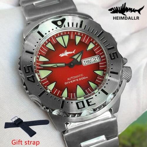 Heimdallr Mechanical Watches Monster Automatic Watch Men 316L Steel Divers Watch 200m C3 Super Luminous NH36A Sapphire Crystal