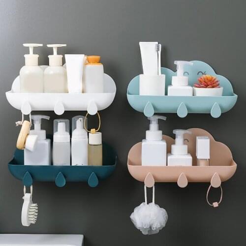 New Bathroom Storage Rack Punch-free Cloud Shape Bathroom Shower Shelves Holder Toilet Kitchen Wall-Mounted Storage Shelf Rack