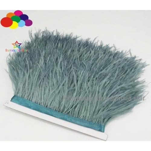 New Cool Grey Teal Ostrich Feather Fringe trim 3-6inch craft sewing supply plumas para manualidades