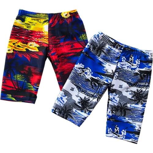 3-12 Years Boys Swim Trunks Kids Swimsuit Knee Length Shorts Swim Beach Wear Fifth Pants Tree Boys Kids Trunks Boy Bathing Suits