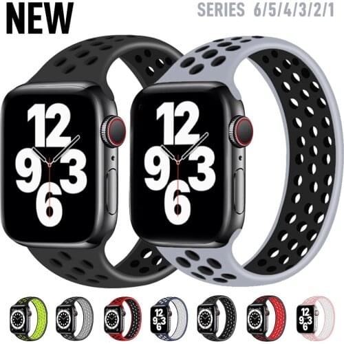 Strap for Apple Watch 6 Band 40mm 44mm iWatch serie 4/5/6/SE Elastic Belt Sileicone Solo Loop bracelt Apple watch band 42mm 38mm