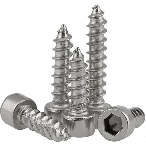 M2-M6 Hex Hexagon Socket Cap Head Self Tapping Screws 304 A2 Stainless Steel Allen Head Tapping Screw For Speaker