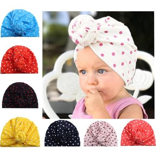 ON SALE 1PCS Children Winter Warm Hats India Cap for Kid Turban Hats Dots Knot Skullies Beanie Girl Head Wrap Bohemian Cap