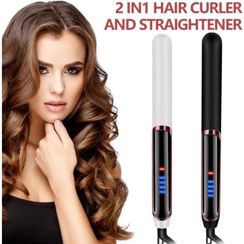 Hair Straightener Curler Portable Ceramic Curling Iron Wand Roller Hairdressing Tool with Storage Box for Women Girls Gift