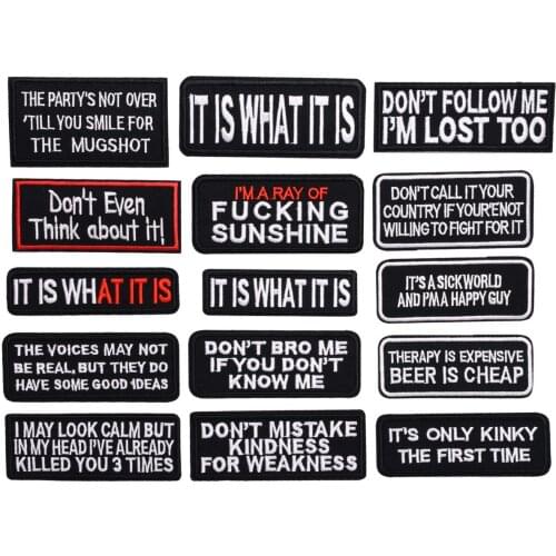 High Quality New Fashion Rectangle Black and White English Letter Cloth Patch Embroidery Hole Repair Patch