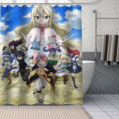Fairy Tail Custom Pattern Polyester Bath curtain Waterproof Shower Curtains DIY Bath Screen Printed Curtain for Bathroom