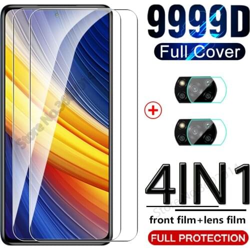 4in1 xiomi poco m3 pro protective tempered glasses case for xiaomi poco x3 m3 pro nfc f3 glass hd screen protector camera film