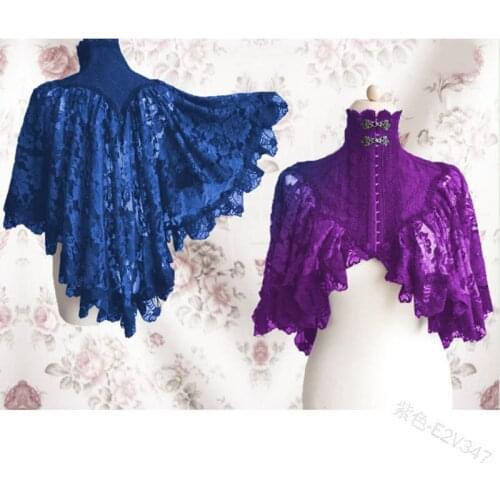 Halloween Party Women Shawl Cosplay Costume Multi-Color Optional Must-Have Lace Stand-Up Collar Elegant Design New Fashionable