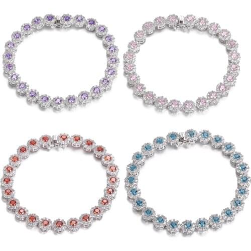 S925 Sterling Silver Zircon Tennis Bracelets Womens CZ Gemstone Fashion Shiny CZ Crystal Bracelet Bangle For Wedding Party