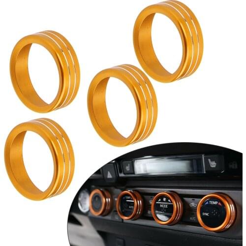 1 Set Console AC Air Condition Switch Button Knob Rings Trims Covers Orange Fit for Toyota Tacoma 2016 2017 2018 2019 2020