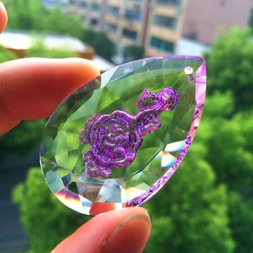 12pcs 50MM violet Crystal Rose Pendants Crystal Chandelier Parts lighting prism suncatcher pendants ,glass curtain accessories
