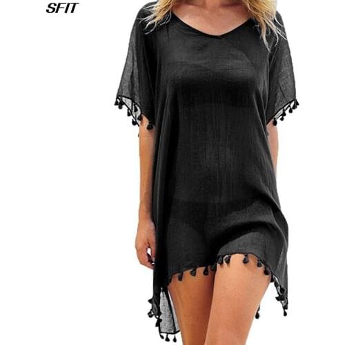 2020 Chiffon Tassels Beach Wear Women Swimsuit Cover Up Swimwear Bathing Suits Summer Mini Dress Loose Solid Pareo Cover Ups