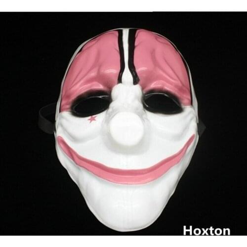 5pcs/lot Newest Topic Game Series Plastic Old Head Clown Flag Red Head Masquerade Supplies Halloween Horror Mask Payday 2 Mask
