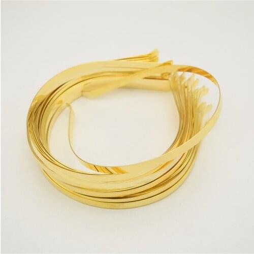 50pcs 7mm alice bands METAL HEADBAND Gold Color Plain Lady Hair Bands Headbands No Teeth DIY