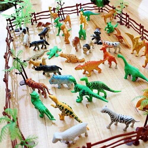 68pcs/set Simulation Zoo Plastic Mini Animal Model Toys For Children Dinosaurs Tiger Horse DIY Educational Toys Cute Toy Figures