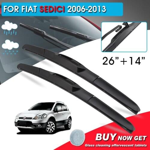 BROSHOO Car Front Window Windshield Wipers Blade For Fiat Sedici 26"+14" LHD&RHD Car Model Year 2006-2013 Auto Accessories