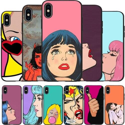 Pop art comic black Silicone Phone Case For iPhone 12 XR XS Max 5 5S SE 2020 6 6S PLUS 7 8 X 11Pro Max 11 Cover