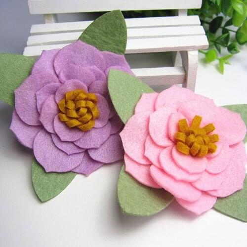 12PCS Decorative Fabric felt Flowers with Leaves for Home Garden Fashion Flowers for Wedding Embellishment