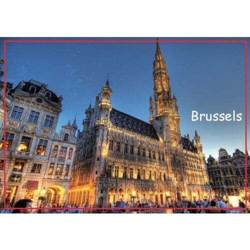 Decoration Gift Photo Magnets 78*54mm Brussels Scene Metal Wrapped Souvenir Magnets 20069 Tourist Memorabilia Gift