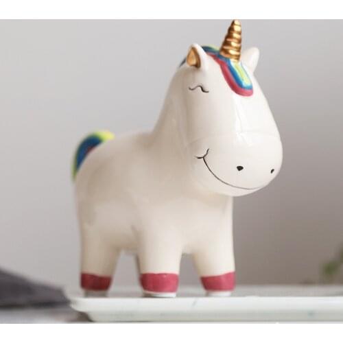 Kids Piggy Bank Cute Unicorn Money Boxes Home Decoration Christmas Gifts Ceramic Animal Coin Boxes Figurines Drop Shipping